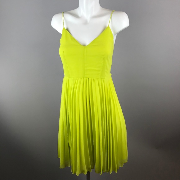 ASOS Dresses & Skirts - ASOS Neon Green Strappy Pleat Dress NWT 8